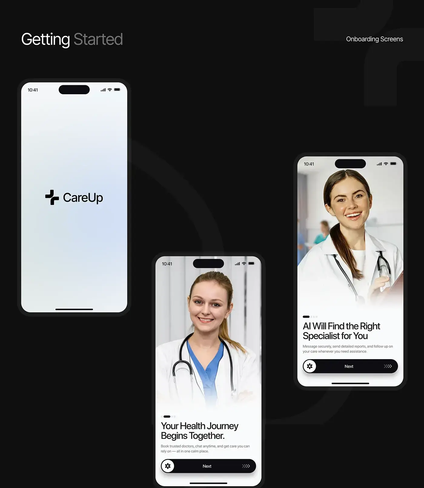 From my work: CareUp, an AI healthcare app for finding a doctor and booking, designed by my team.