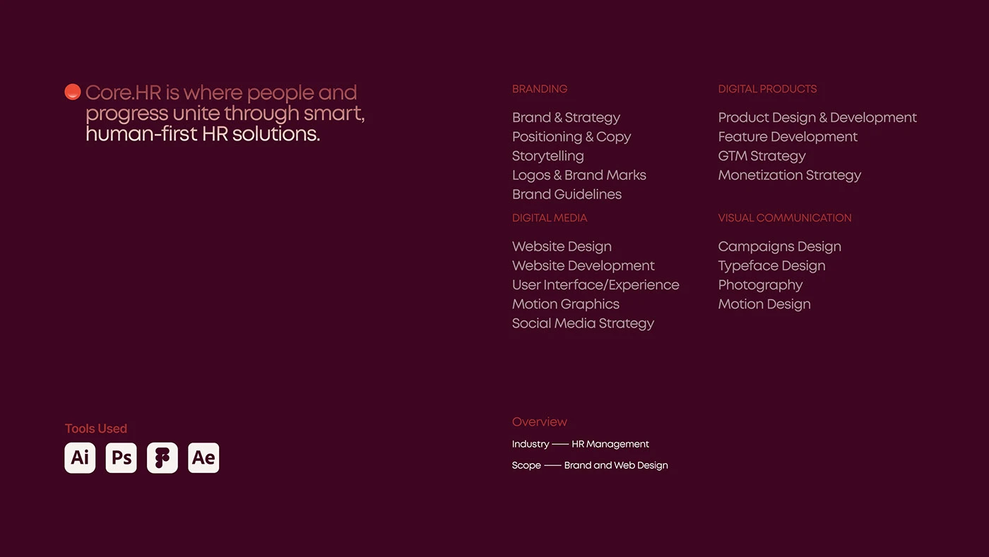 Core.hr: A rebrand and website for an HR tech company