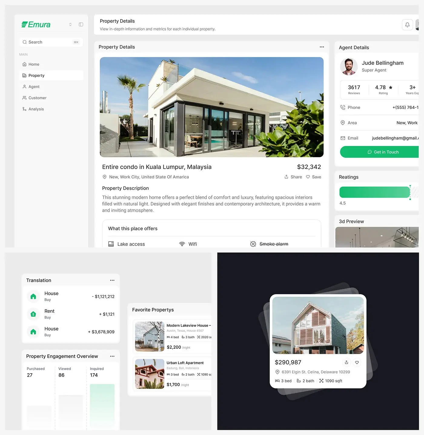 From my work: Emura, one dashboard for a real estate operation, designed by my team.