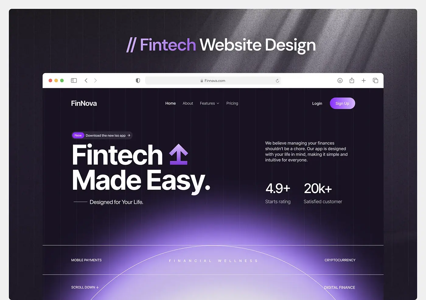 Fintech SaaS website: A product website for a fintech SaaS