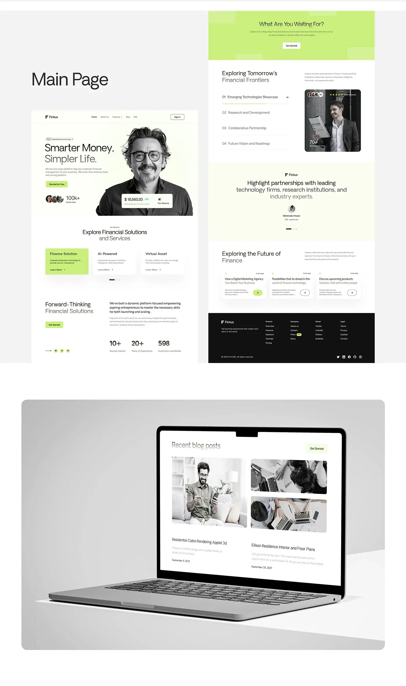 From my work: Fintus, a website for a banking and saving platform, designed by my team.