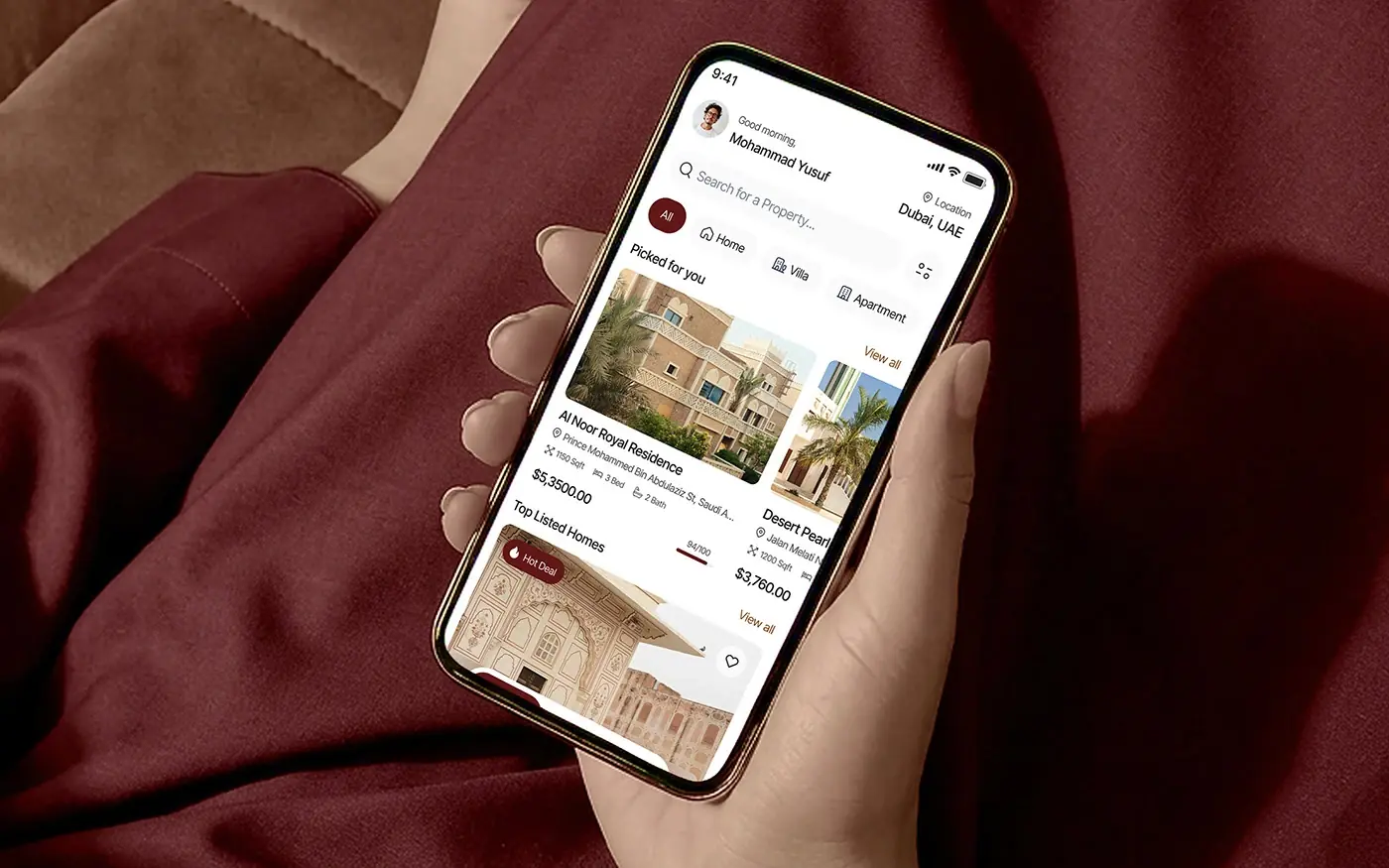 Housing and property: a screen from a product my team designed