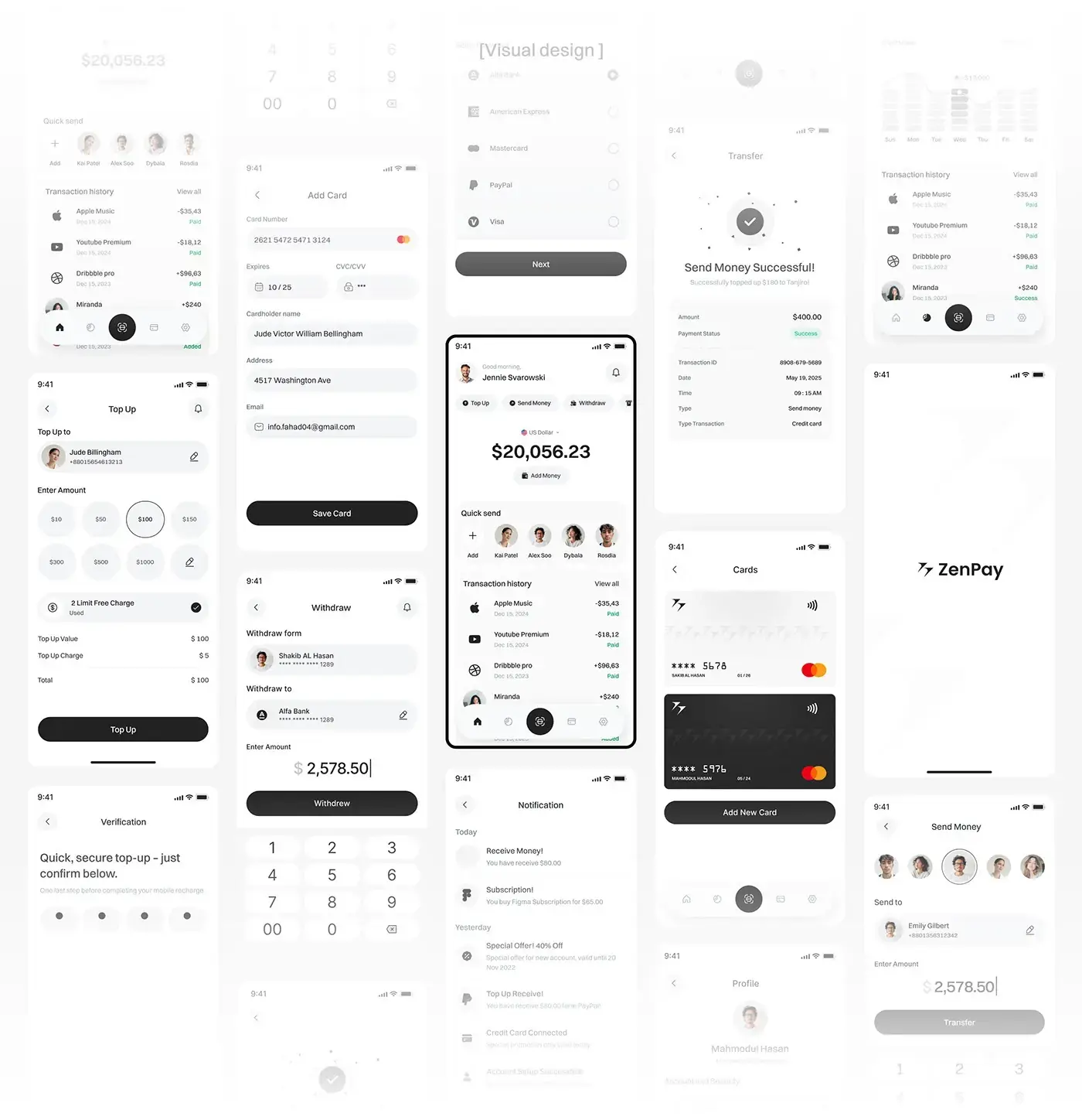 From my work: ZenPay, a mobile wallet for sending, receiving and tracking money, designed by my team.